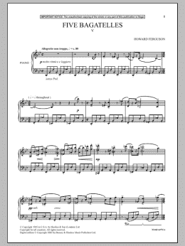 page one of Five Bagatelles (V) (Piano Solo)