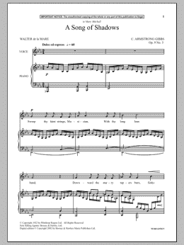 page one of A Song Of Shadows (Piano & Vocal)