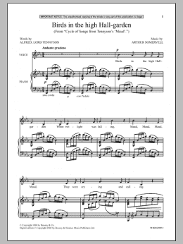 page one of Birds In The High Hall Garden (from Cycle Of Songs From Tennyson's Maud) (Piano & Vocal)