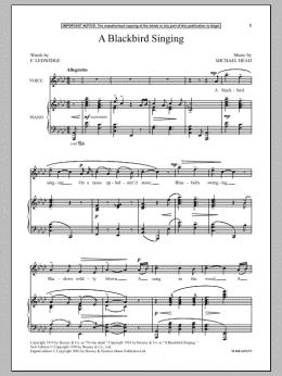 page one of A Blackbird Singing (Piano & Vocal)