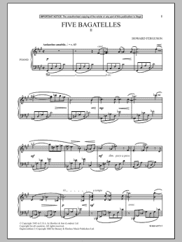 page one of Five Bagatelles (II) (Piano Solo)