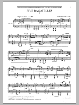 page one of Five Bagatelles (I) (Piano Solo)