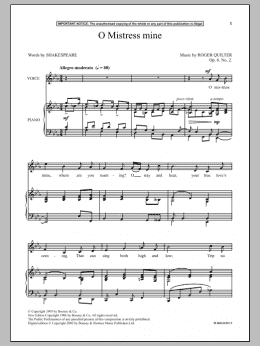 page one of O Mistress Mine (Piano & Vocal)