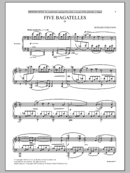 page one of Five Bagatelles (IV) (Piano Solo)