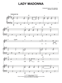 page one of Lady Madonna (Piano & Vocal)
