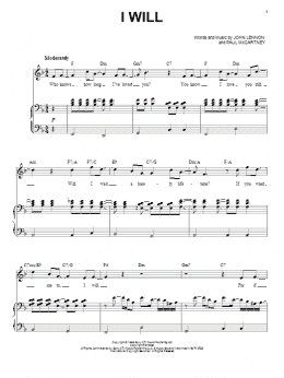 page one of I Will (Piano & Vocal)