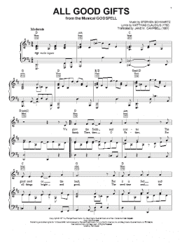 page one of All Good Gifts (Piano, Vocal & Guitar Chords (Right-Hand Melody))
