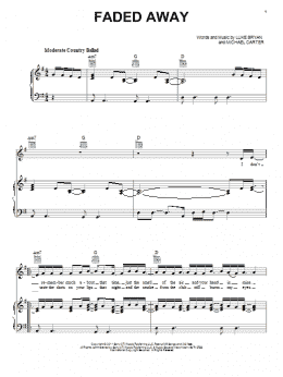 page one of Faded Away (Piano, Vocal & Guitar Chords (Right-Hand Melody))