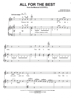 page one of All For The Best (Piano, Vocal & Guitar Chords (Right-Hand Melody))