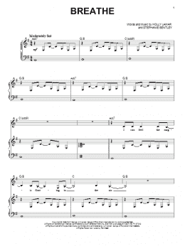 page one of Breathe (Piano & Vocal)