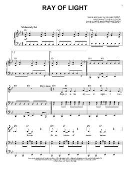 page one of Ray Of Light (Piano & Vocal)