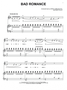 page one of Bad Romance (Piano & Vocal)