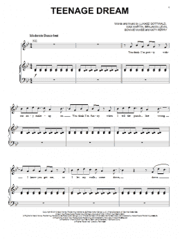page one of Teenage Dream (Piano & Vocal)