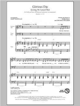 page one of Glorious Day (Living He Loved Me) (arr. Mary McDonald) (SATB Choir)