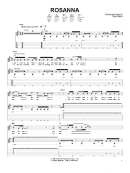 page one of Rosanna (Easy Guitar)