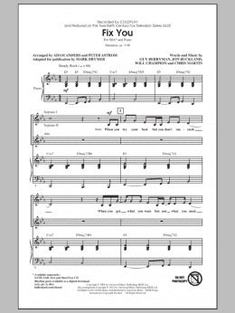 page one of Fix You (SSA Choir)