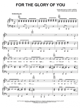 page one of For The Glory Of You (Piano, Vocal & Guitar Chords (Right-Hand Melody))