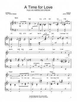 page one of A Time For Love (Piano, Vocal & Guitar Chords (Right-Hand Melody))