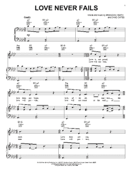 page one of Love Never Fails (Piano, Vocal & Guitar Chords (Right-Hand Melody))