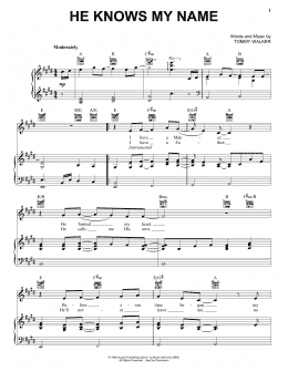 page one of He Knows My Name (Piano, Vocal & Guitar Chords (Right-Hand Melody))