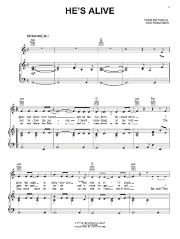 page one of He's Alive (Piano, Vocal & Guitar Chords (Right-Hand Melody))
