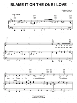 page one of Blame It On The One I Love (Piano, Vocal & Guitar Chords (Right-Hand Melody))