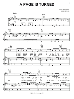 page one of A Page Is Turned (Piano, Vocal & Guitar Chords (Right-Hand Melody))