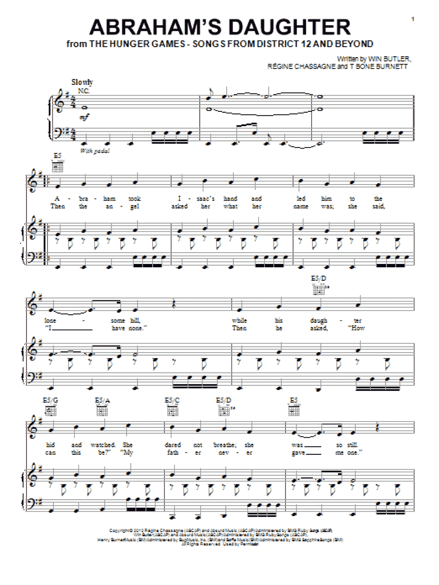 Abraham's Daughter (Piano, Vocal & Guitar Chords (Right-Hand Melody))
