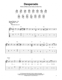 page one of Desperado (Easy Guitar Tab)