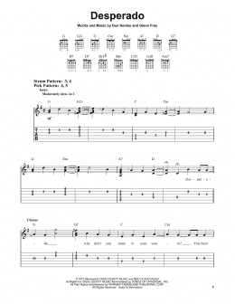 Ukulele Tab: How to play Desperado by Eagles 