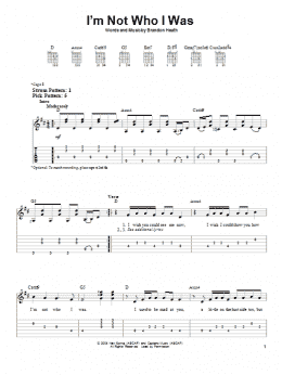 page one of I'm Not Who I Was (Easy Guitar Tab)