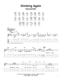 page one of Drinking Again (Easy Guitar Tab)