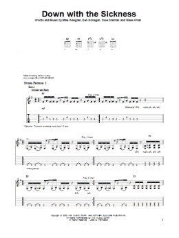 page one of Down With The Sickness (Easy Guitar Tab)