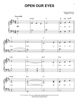 page one of Open Our Eyes (Easy Piano)