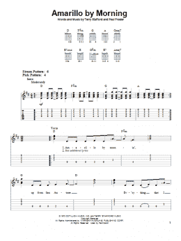 page one of Amarillo By Morning (Easy Guitar Tab)
