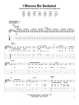 page one of I Wanna Be Sedated (Easy Guitar Tab)
