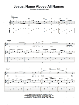 page one of Jesus, Name Above All Names (Solo Guitar)