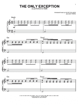 page one of The Only Exception (Easy Piano)