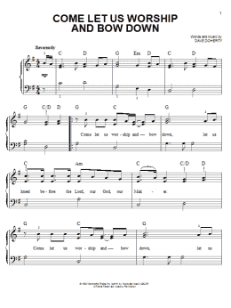 page one of Come Let Us Worship And Bow Down (Easy Piano)