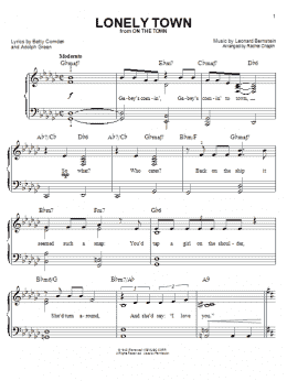 page one of Lonely Town (from On the Town) (Easy Piano)