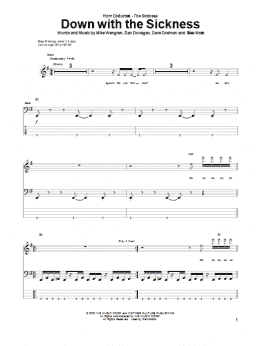 page one of Down With The Sickness (Bass Guitar Tab)
