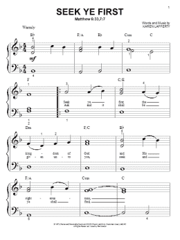 page one of Seek Ye First (Big Note Piano)