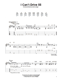 page one of I Can't Drive 55 (Easy Guitar Tab)