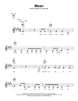 page one of Mean (Ukulele)