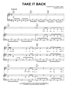page one of Take It Back (Piano, Vocal & Guitar Chords (Right-Hand Melody))