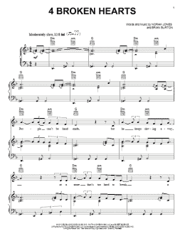 page one of 4 Broken Hearts (Piano, Vocal & Guitar Chords (Right-Hand Melody))