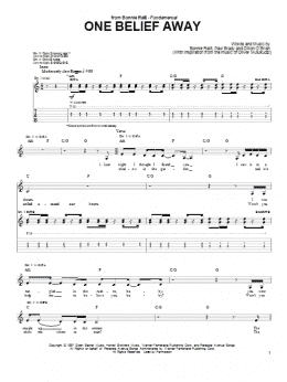 page one of One Belief Away (Guitar Tab)