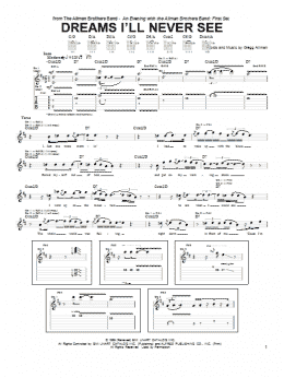 page one of Dreams I'll Never See (Guitar Tab)