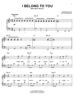 page one of I Belong To You (New Moon Remix) (Easy Piano)