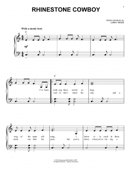 page one of Rhinestone Cowboy (Easy Piano)
